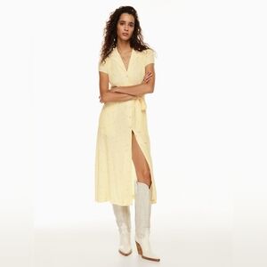 Aritzia Wilfred Light Yellow Floral Shirtdress, Size Small.